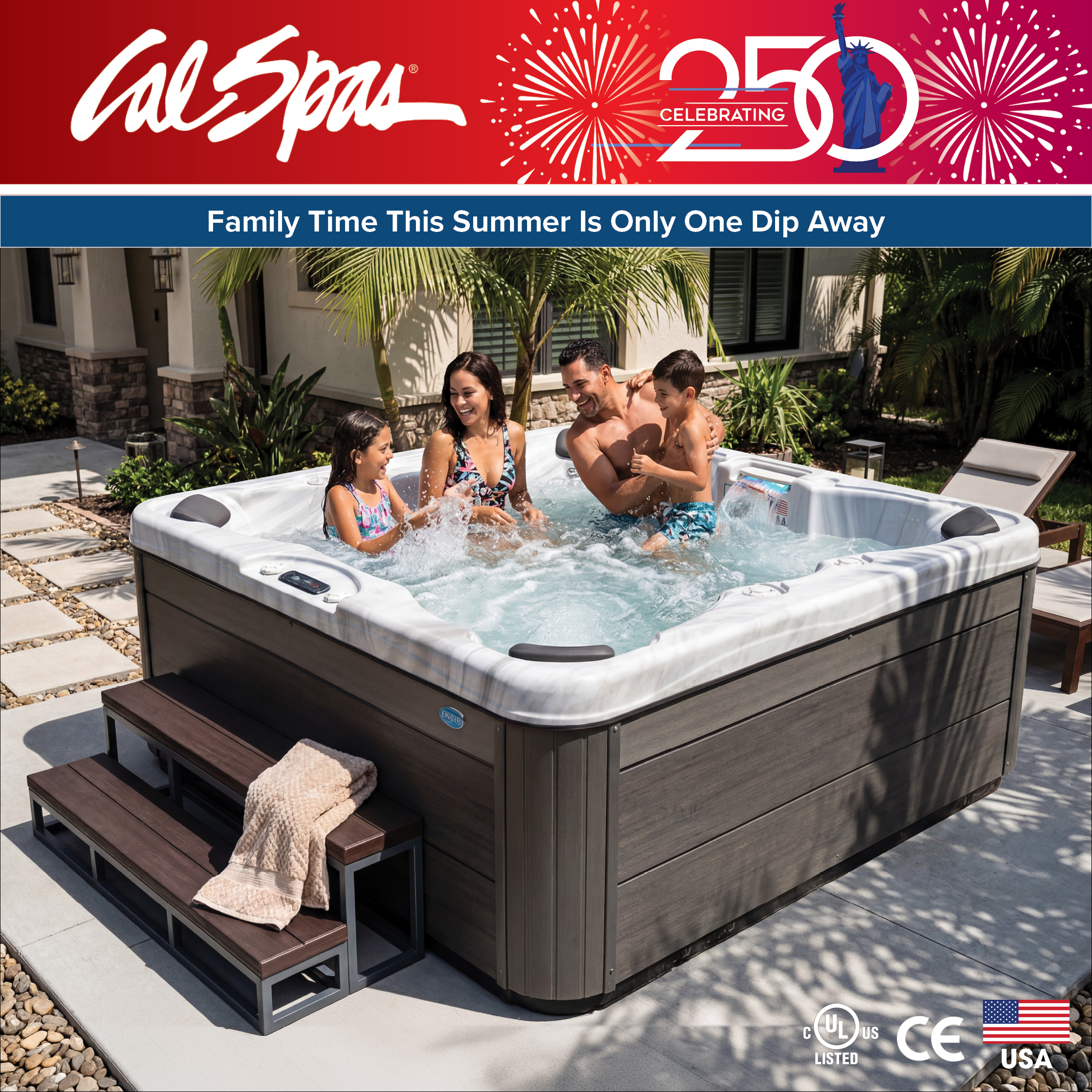 Calspas hot tub being used in a family setting - Norfolk